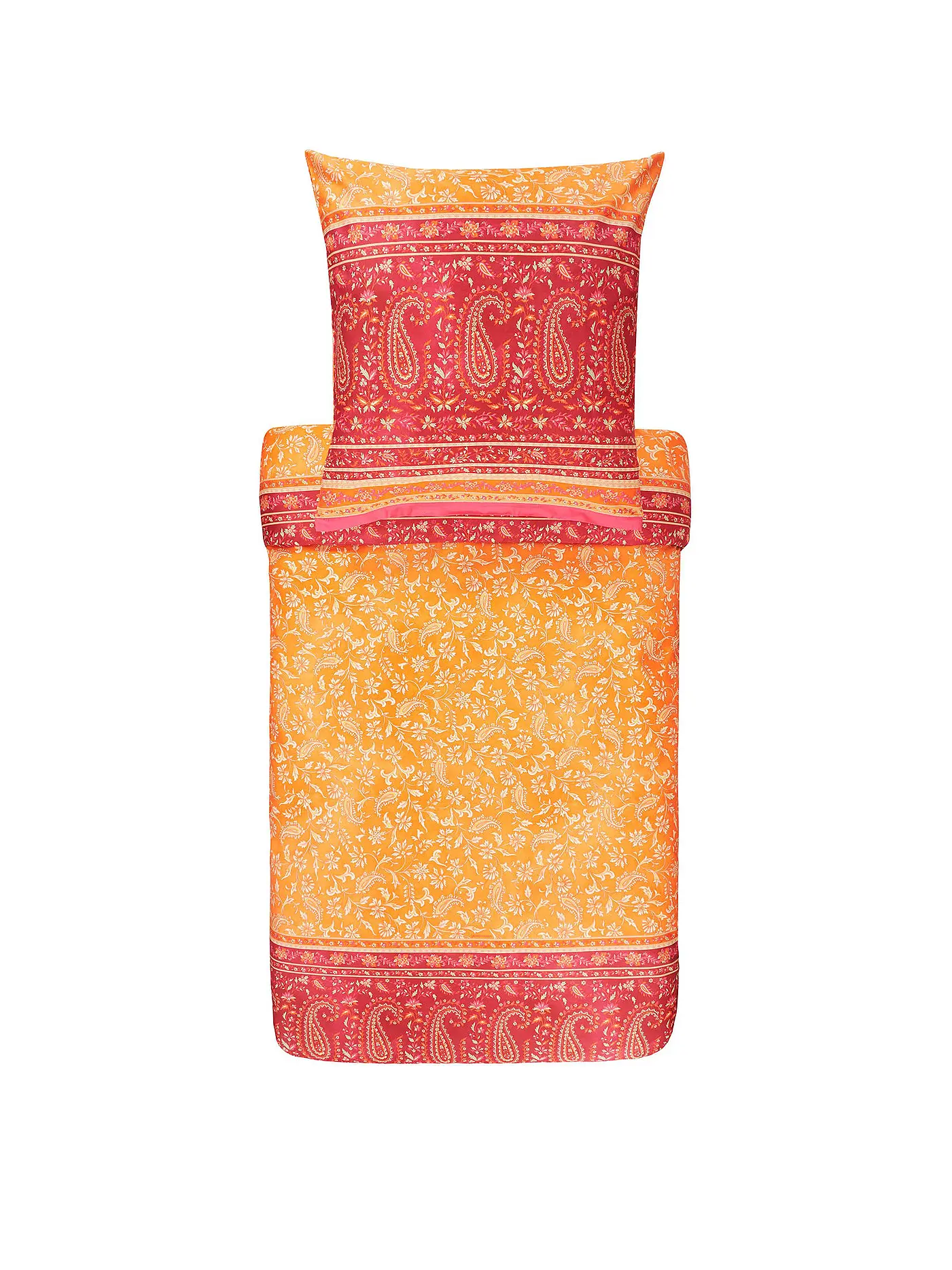 BASSETTI | Satin Bettwäsche Como 70x90cm / 140x200cm Beige | orange